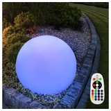 GLOBO Kugelleuchte Erdspieß Steckleuchte Gartendeko Kugellampe Außenleuchte, inkl. Kabel, Fernbedienung dimmbar, RGB LED 8,5W 806Lm, DxH 30x45 cm