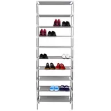 Youyijia Schuhabtropfschale 10 Ebenen Schuhregal Schmal Schuhschrank Metall Schuhständer silberfarben