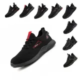 Hitmars Sicherheitsschuhe Herren Arbeitsschuhe Damen Stahlkappe Leichte Stahlkappenschuhe Atmungsaktive Sportliche Arbeitsturnschuhe V-4 Schwarz Größe 45 EU - 45 EU