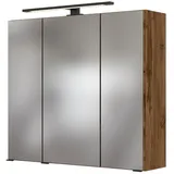 Lomadox Badmöbel Spiegelschrank in Wotaneiche Nb. 70cm LED Badspiegel Badezimmer-Spiegel