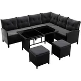 Rattan Lounge Manacor - Schwarz, Grau