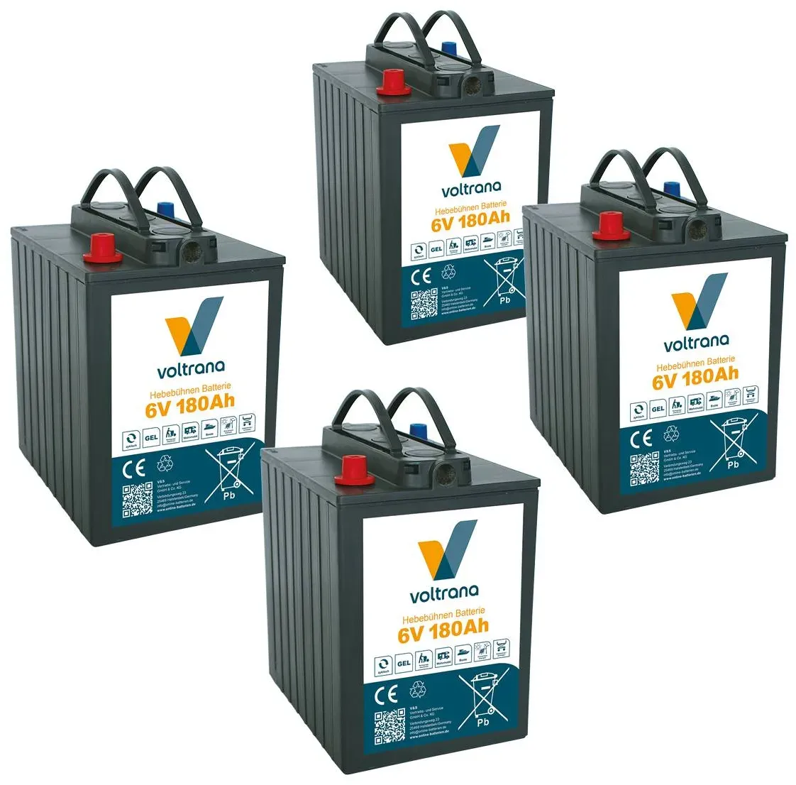 Batterie für Hebebühnen passend für Haulotte H12SX 24V 4 x 6V 180Ah – Voltrana Ersatzakku