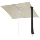 Svita Sonnenschirm Set 3x2m Balkonschirm rechteckig mit Sonnenschutz Matt Schutzhülle Beige/Weiß