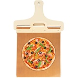 HRKVSK Sliding Pizza Peel, 54 x 37cm Pizzaschieber Rollbar, Verschiebbarer Pizzaschaufel Holz, Pizza Schieber Rollen mit Antihaftbeschichtung und Griff, Extra Große Pizzaschieber