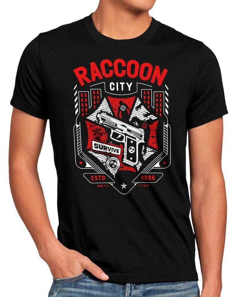 style3 Print-Shirt Herren T-Shirt Raccoon City evil resident umbrella corp virus zombie schwarz XXL