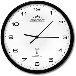 Monzana Funk Wanduhr Funkuhr 31cm Schwarz Weiß