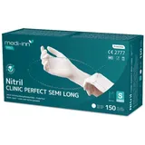 Medi-Inn PRO Clinic-Perfect Semi Long Nitril-Einmalhandschuhe puderfrei weiß S 10 x 150 Stück)