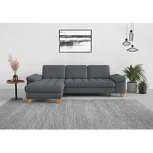 sit&more Ecksofa SIT & MORE "Westham L-Form", grau, B:275cm H:88cm T:172cm, 100% Polyester, Sofas, Ecksofa, mit Recamiere, mit oder ohne Bettfunktion, Bettkasten, Füße Eiche