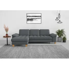 sit&more Ecksofa SIT & MORE "Westham L-Form", grau, B:275cm H:88cm T:172cm, 100% Polyester, Sofas, Ecksofa, mit Recamiere, mit oder ohne Bettfunktion, Bettkasten, Füße Eiche