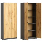 home collective Mehrzweckschrank 74 x 35 x 180 cm Grau/Braun