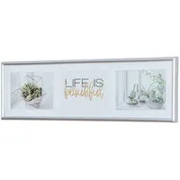 Levandeo Galerierahmen 3 Fotos 13x18 Passepartout Silber Bilderrahmen Fotorahmen