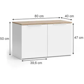 Vicco Kommode Wido Weiß/Sonoma, 40 cm mit 2 Türen