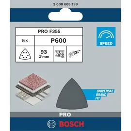 Bosch F355 Deltaschleifpapier 93 mm 600 5er-Pack