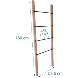 Relaxdays Handtuchleiter 4 Sprossen Holz Schwarz