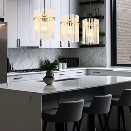 GLOBO Pendelleuchte Esszimmerlampe 3-Flammig Deckenleuchte Lampe Gold 3-Flammig