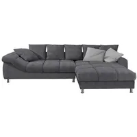 Carryhome Ecksofa, Dunkelgrau, Textil, 5-Sitzer, Füllung: Schaumstoff, Ottomane rechts, L-Form, einmalig seitenverkehrt montierbar, 337x228 cm, Stoffauswahl, Rücken echt, Wohnzimmer, Sofas & Couches, Wohnlandschaften, Ecksofas