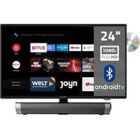 Reflexion_TV Reflexion LDDW24iSB+ | DVD-Player Smart-TV 24 Zoll für Wohnmobile und Wohnwagen 12V KFZ-Adapter mit Soundbar Full-HD Auflösung HDMI, WLAN, Bluetooth erschütterungsfest, schwarz
