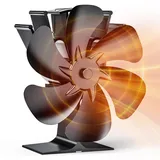 Wopigh Kaminventilator 6 Flügel Ofenventilator Ohne Strom, Holzofenventilator Leiser Betrieb, Angetrieb Thermischer Ventilator für Kamin/Ofen/Holz/Holzbrenner/Ofenrohr (6 Blättern)