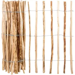 3m VOSS.garden extra hoher Staketenzaun, Lattenabstand 7-8cm, Gartenzaun aus Haselnuss, 150cm