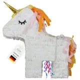 little Birthday Pinata little Birthday - 1x Einhorn Pinata, mit Schnüren, ohne Süßigkeiten, 39 x 43 x 10 cm, weiß weiß