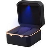 DGDD LED Uhrenbox für Mann und Frau, personalisierte Uhrenbox, Mode Uhrenbox Luxus Schmuck Armband Armbanduhr Boxen mit Kissen Paket Fall Aufbewahrungsständer Halter,Schwarz