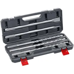 kwb SDS-Max Hammerbohrer und Meißel-Set für Bohrhammer, 5-teiliger Stein- u. Beton-Meissel/Bohrer Satz im Kunstoff-Koffer