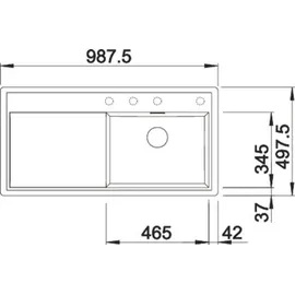 Blanco Zenar XL 6 S rechts Flächenbündig vulkangrau Handbetätigung 988 x 498 mm