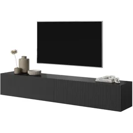 Selsey TV Schrank Board Sideboard Fernsehtisch Fernsehschrank 175 cm Hängend Gefräste Front Schwarz Veldio