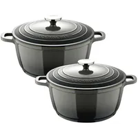Bergner Kochtopfset Excalibur, Grau, Metall, 2-teilig, rund, Kochen, Töpfe, Topfsets