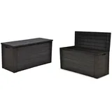 2x Gartenkissenbox Holzoptik Gartentruhe Auflagenbox Kissenbox Aufbewahrungsbox