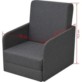 vidaXL Schlafsessel Ausziehbar 59,5 x 72 x 72,5 cm Dunkelgrau