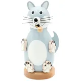 Dekohelden24 Räuchermann Wolf 12 cm grau
