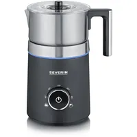 SEVERIN SPUMA 700 Induktions-Milchaufschäumer, elektrischer Milchaufschäumer ohne Anbrennen, spülmaschinengeeigneter Milchschäumer, Edelstahl-gebürstet/schwarz-matt, SM 3586