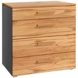 Hasena Kommode Anthrazit, Buche, Holz, Nussbaum,Buche, massiv, 4 Schubladen, 90x86x50 cm, stehend, in verschiedenen Holzarten erhältlich, Wohnzimmer, - teilmontiert - Anthrazit/Braun