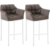 CLP 2er Set Barhocker Damaso Stoff mit Vierfußgestellen grau/weiß