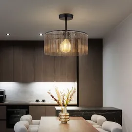 GLOBO Deckenleuchte Esszimmerlampe rauchfarben, Metall Acryl, 1x E27, DxH 35 x 32 cm