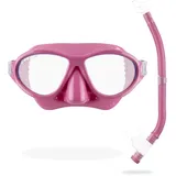 Cressi Moon Schwimmbrille Kinder 7 bis 15 Jahre - Taucherbrille - Bruchsichere Gläser, Sicherer Sitz & Verstellbare Schnallen - Taucherbrille Kinder - Tauchmasken - Rosa/Flieder - Combo Set