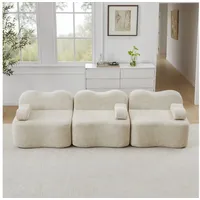 HAUSS SPOLE Loungesofa tiefe Sitzkissen,Dreisitzer Relaxsofa Polstersofa mit Wellenform,Beige beige