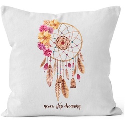 Autiga Dekokissen Kissenbezug Traumfänger Blumen Flower Dreamcatcher Boho Bohamian Watercolor Kissen-Hülle Deko-Kissen Autiga® weiß