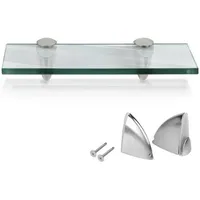 Glasboden Wandregal 30 x 10 x 0,8 cm, Glasregal Klarglas mit Halterung, Badregal Ablage Hängeregal für Badezimmer