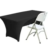 Fhberni Spandex-Tischdecke, Polyester, Stretch-Tischdecke, Tischdecke, offene Rückseite, 183 cm, Schwarz