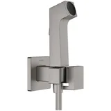Hansgrohe Bidette Handbrause 1jet E EcoSmart für Kaltwasser, mit Brausehalter und Brauseschlauch, eckiges Design, 29231340, Farbe: Brushed Black Chrome