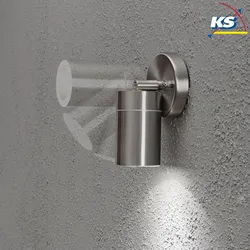 Konstsmide Außen-Wandspot MODENA, schwenkbar, GU10 max. 7W, Lichtkegel 105°, Edelstahl 304 / Klarglas KON-7598-000