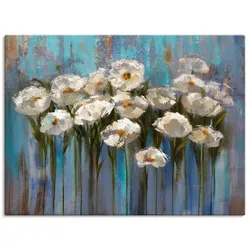 Wandbild ARTLAND "Anemonen am See", blau (farbe bild(er): blau), B:80cm H:60cm T:1,8cm, Canvas, Leinwand, Bilder, als Leinwandbild, Poster in verschied. Größen