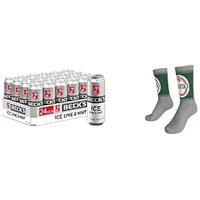 Bundle aus BECK'S Ice Lime & Mint Dosenbier EINWEG (24 x 0.5 l), Biermischgetränk + Original BECK’S-Socken