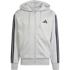 adidas Essentials 3-Streifen Fleece Reißverschlusspullover Medium Grey Heather / Black XL