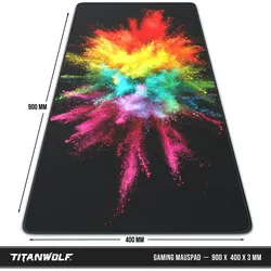 Titanwolf XXL Speed Gaming Mauspad Titanwolf Schwarz 900 x 400mm, XXL Mousepad, Tischunterlage Large Size, verbessert Präzision und Geschwindigkeit