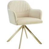Tectake tectake® Samt-Drehstuhl Lona mit dicker Polsterung pro Stückcreme/gold