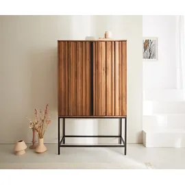 DeLife Highboard Sivela 90x150 cm Mango Braun Metall Schwarz 2 Türen