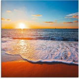 Artland Glasbild »Sonnenuntergang und das Meer«, Strand, (1 St.), blau